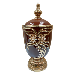 Tibor Porcelana 41 x 19 cm Diamantes (Marron con dorado) 16 in